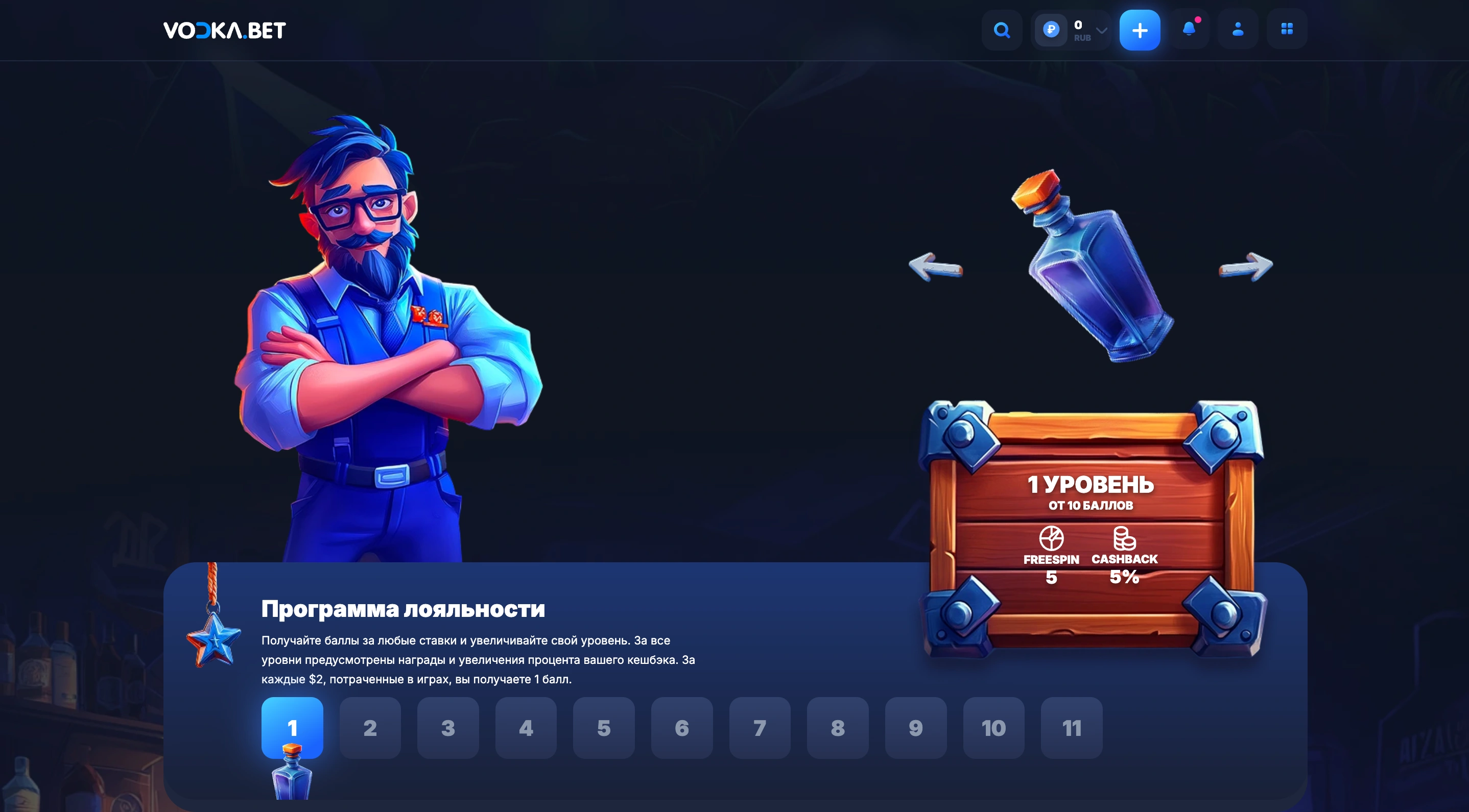 Мобильная версия VODKA Bet Casino — скачать и получить скрытый бонус